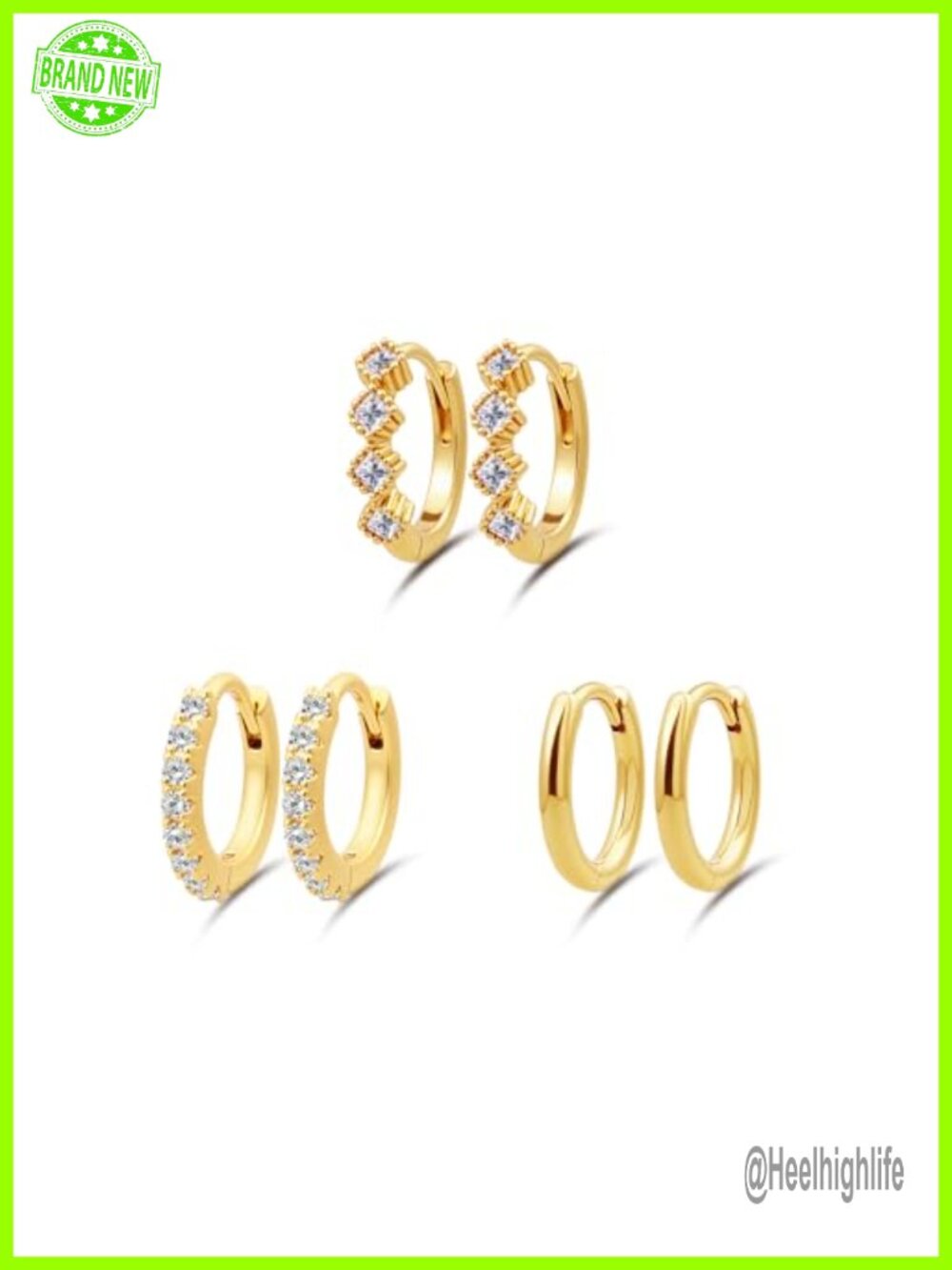3 Pairs Gold Hoop Earrings Set for Women, 18K Real Gold Plated Chunky